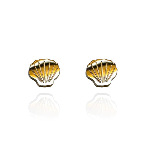 Stud Earrings - Shell Gold