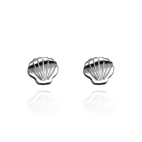 Stud Earrings - Shell Silver