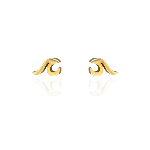 Stud Earrings - Wave Gold
