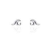 Stud Earrings - Wave Silver