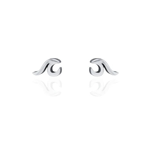 Stud Earrings - Wave Silver