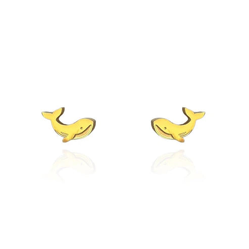 Stud Earrings - Whale Gold