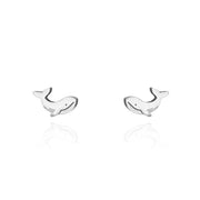 Stud Earrings - Whale Silver