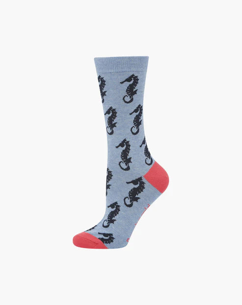 Bamboo Socks - Seahorse - 2-8 Blue