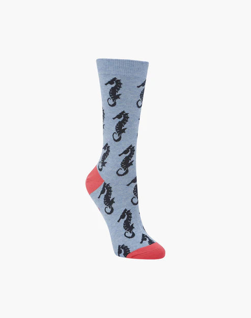 Bamboo Socks - Seahorse - 2-8 Blue