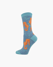 Bamboo Socks - Seahorse - 2-8 Blue