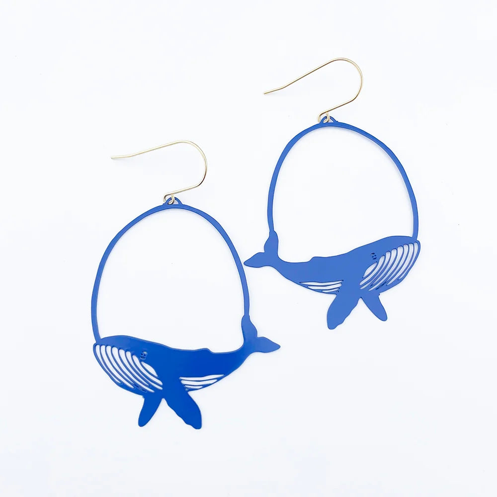 Denz & Co Whale Earrings in Blue