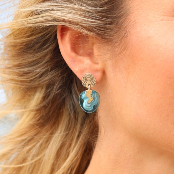 Bold B Earrings - Cape Aqua
