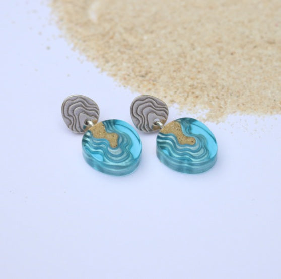 Bold B Earrings - Cape Aqua