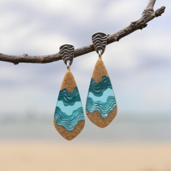 Bold B Earrings - Gorge Aqua