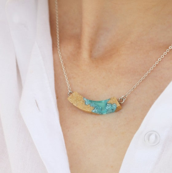 Bold B Necklace - Headlands Aqua