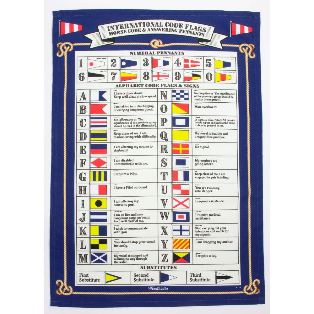 Code Flags & Morse Code Tea Towel