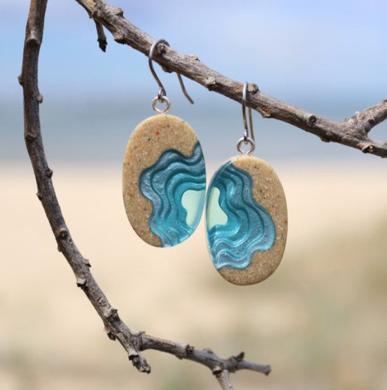 Bold B Earrings - Littoral Aqua