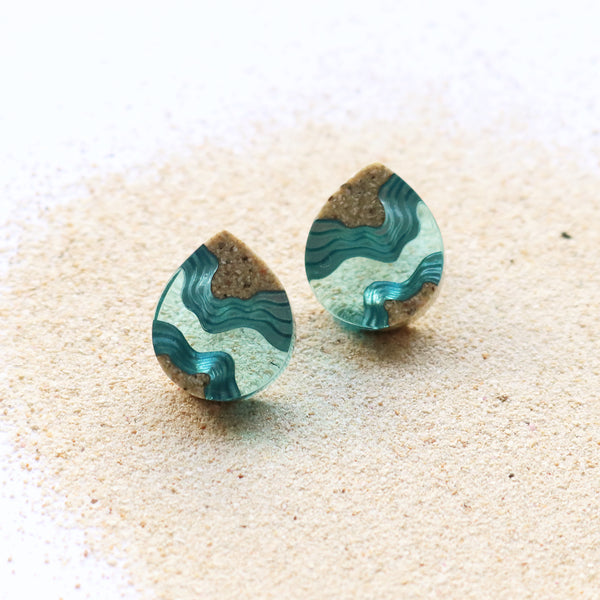 BoldB Earrings - Ridge Aqua Studs