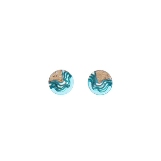 Bold B Earrings - Shoal Stud Aqua