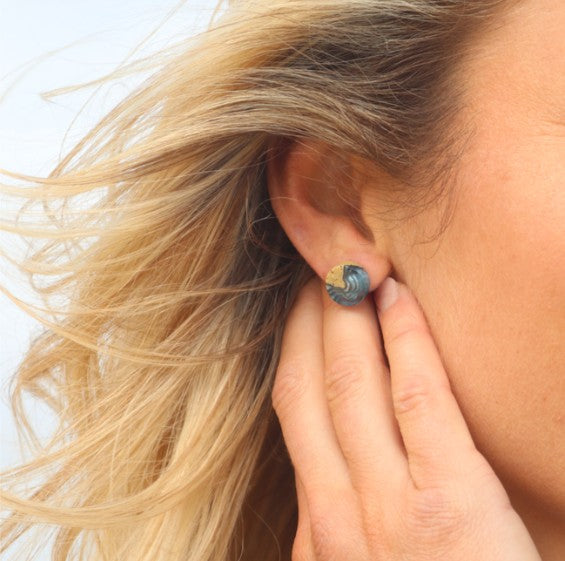 Bold B Earrings - Shoal Stud Aqua
