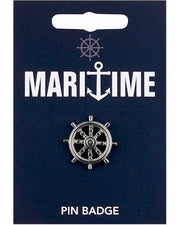 Ships Wheel Pewter Pin Badge