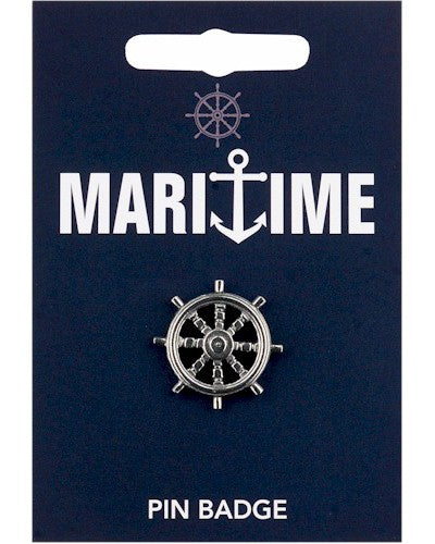 Ships Wheel Pewter Pin Badge