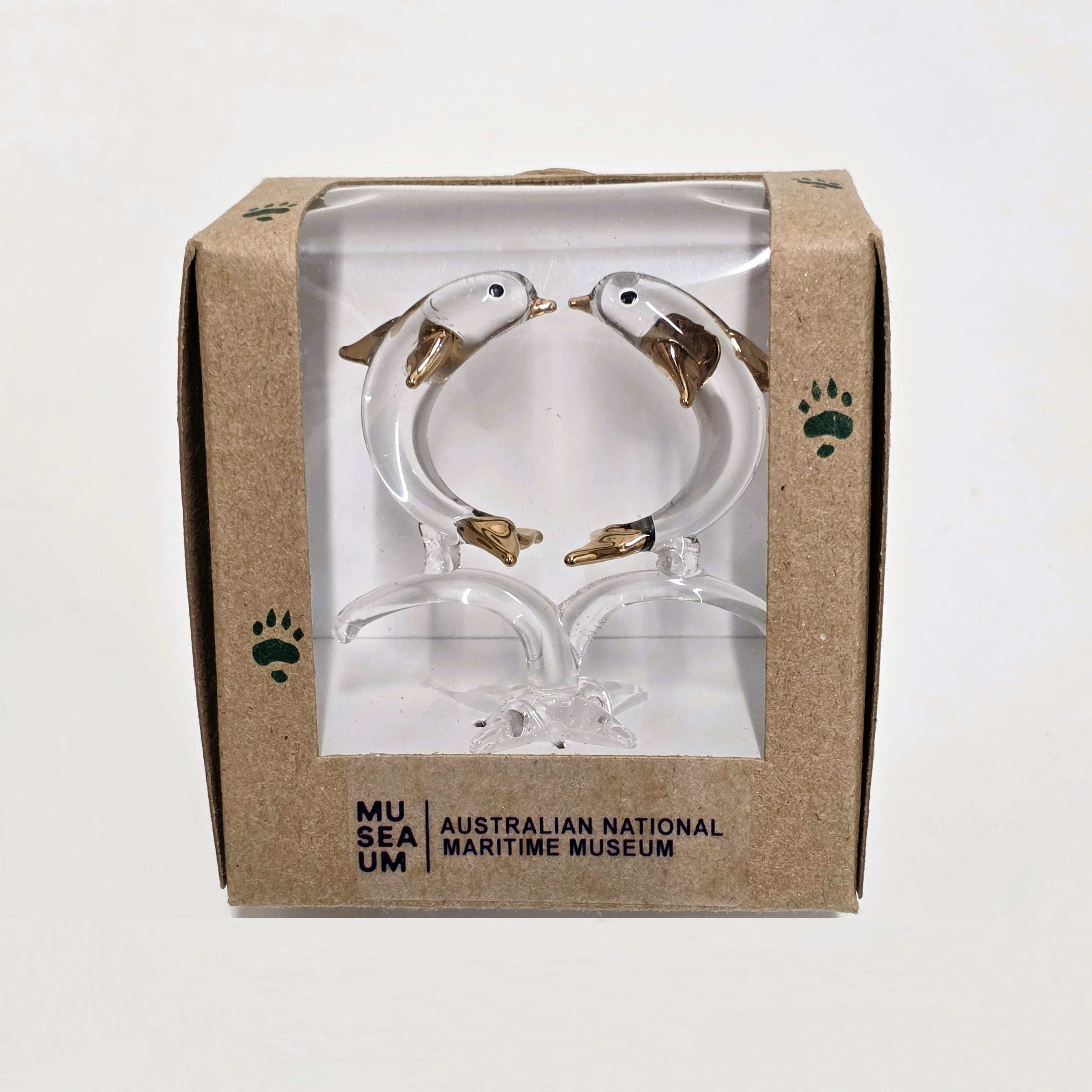 Glass Animal Figurine - Twin Jumping Dolphins