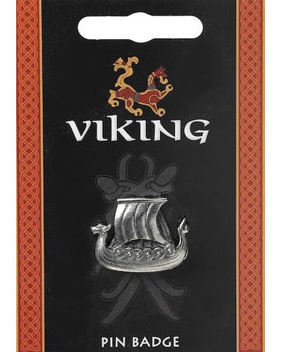 Viking Boat Pewter Pin Badge