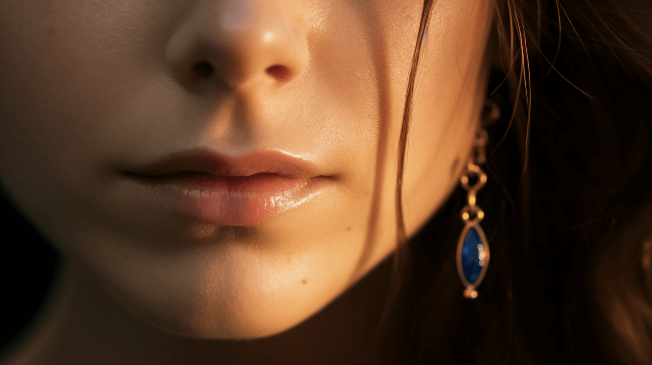 Lapis Lazuli earrings on a woman 