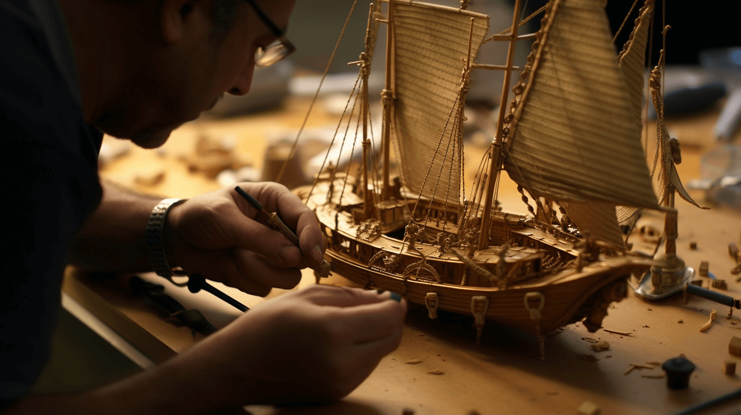 a man building a model ship